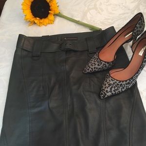 Burberry Leather Dark Green Skirt
